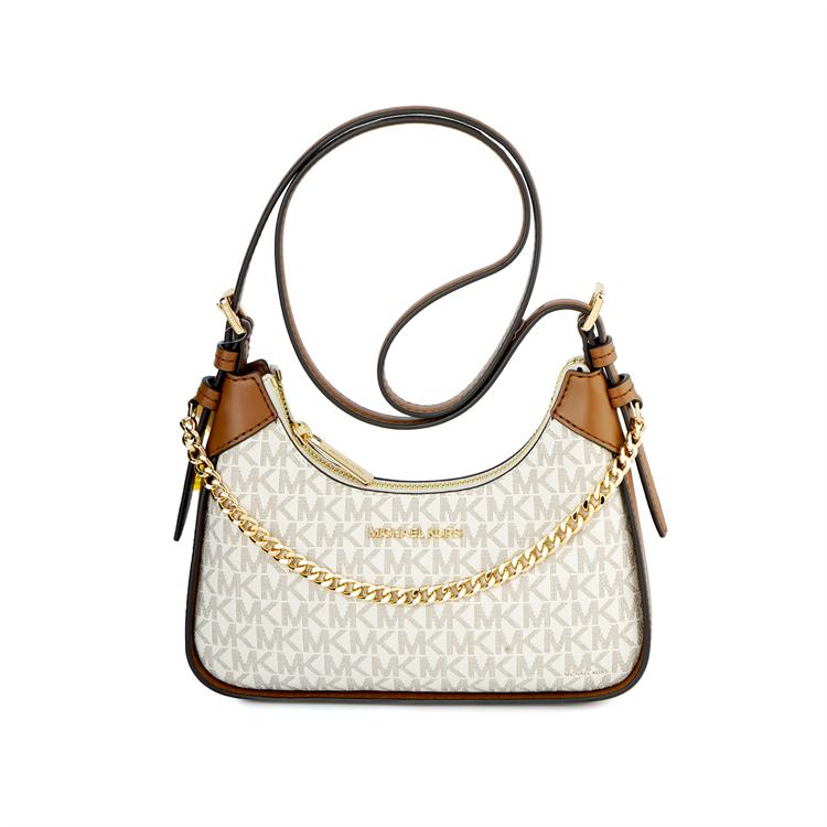 Michael Kors Mk Wilma Классическая Сумка-кроссбоди из покрытого холста с монограммным логотипом и застежкой-молнией Цепочка Маленькая женская сумка-кроссбоди Ванильно-коричневая 35H3G3WC5B-VANILLA