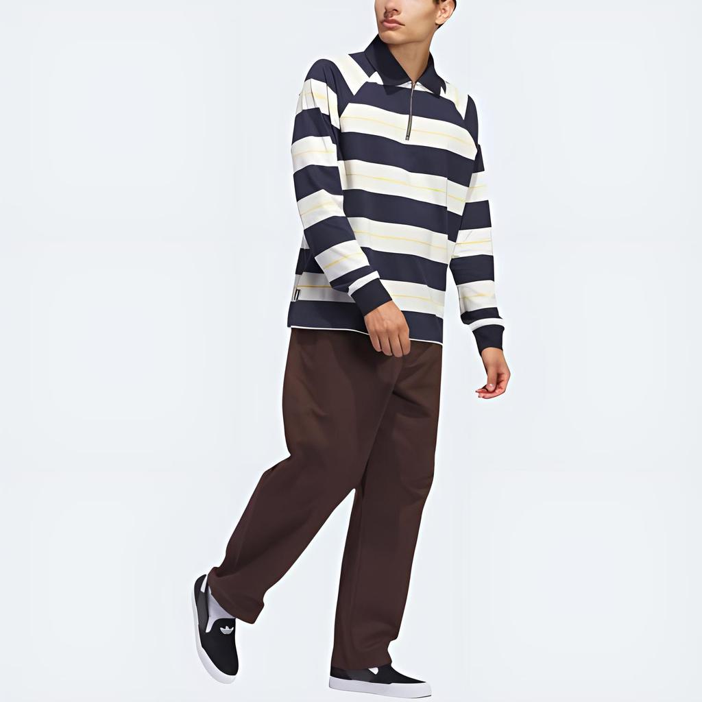 Adidas Originals Solid Color Comfortable Loose Fit Casual Pants Men Bottoms Dark-Brown Bright-White JC7634