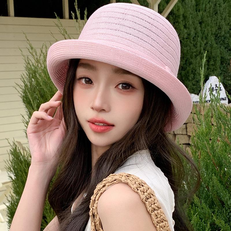 Летняя шляпа женская солнцезащитная шляпа-ведро темпераментная вязаная универсальная шляпа от солнца
