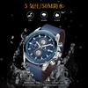 SAPPHERO Men's Quartz Watch, Blue Dial, Luminous Date Display, 47mm Case, 50M Waterproof, Leather Band