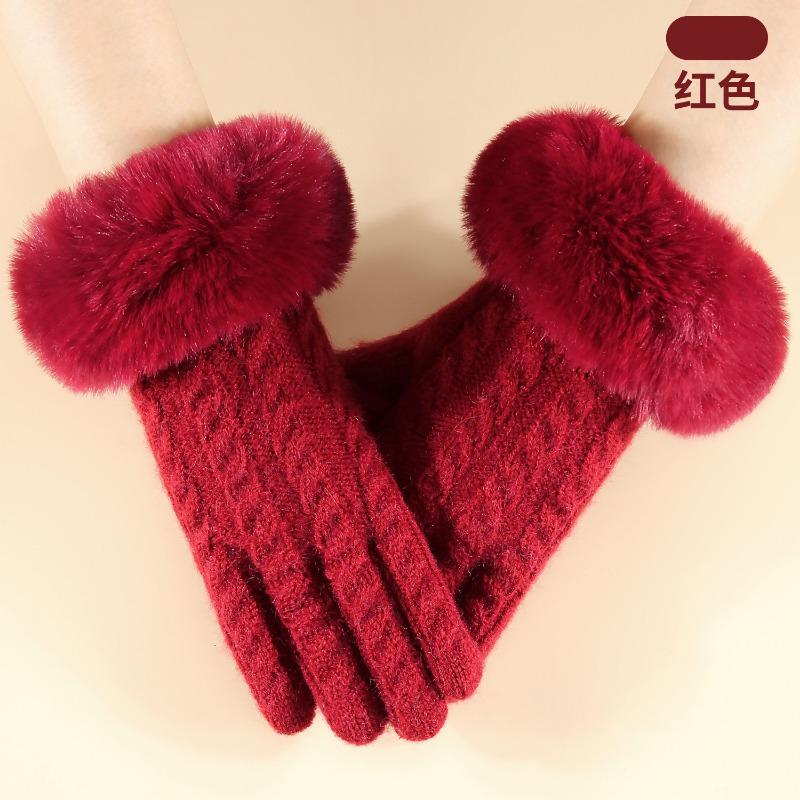 Зимние женские вязаные перчатки простые модные офисные теплые перчатки ветрозащитные для велоспорта на открытом воздухе