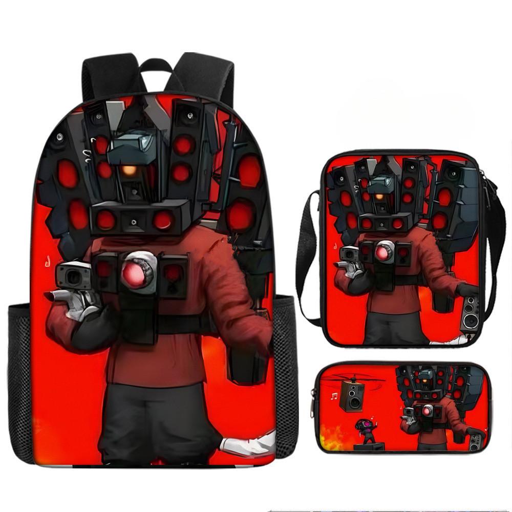 Cartoon Skibidi Toilet Printed Backpack Child Schoolbag Shoulder Bag Pencil Bag