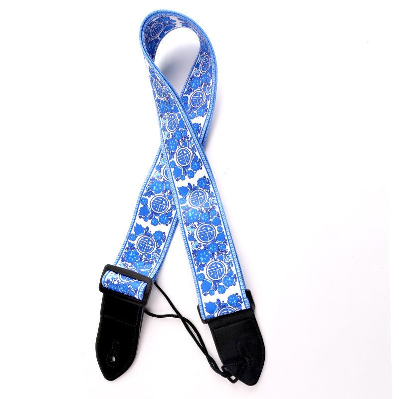 Регулируемый кожаный и тканевый гитарный ремень в этническом стиле с различными узорами для акустических и бас-гитар
