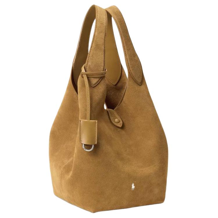 Polo Ralph Lauren Polo Play Iconic Pony Logo Leather And Suede Tote Bag Medium Women handbags Caramel 428972996004
