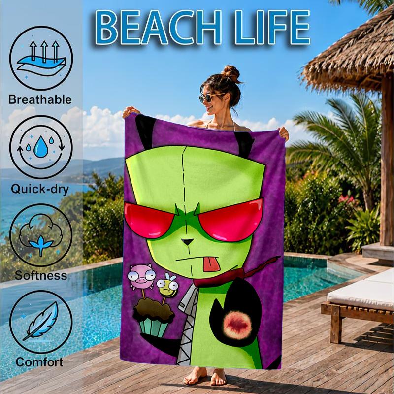 Alien Invasion Pattern Beach Towel, Microfiber Beach Towel, Perfect For Pool, Beach, Travel, Home Decor Beach Party Fan gifts
