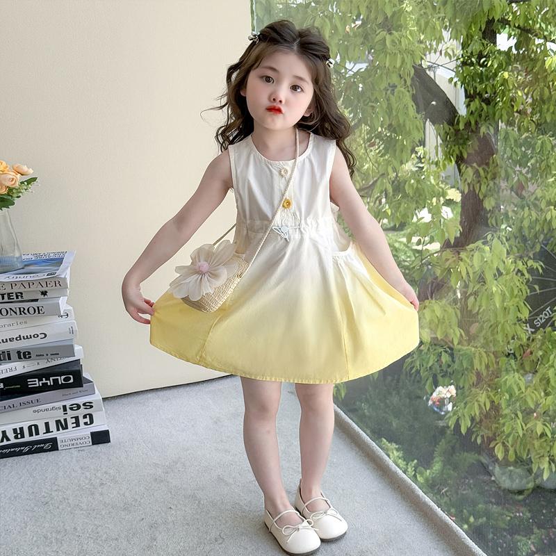 Girls' dress, stylish children's dress, 2026 new summer baby girl princess dress, sweet girls' vest dress