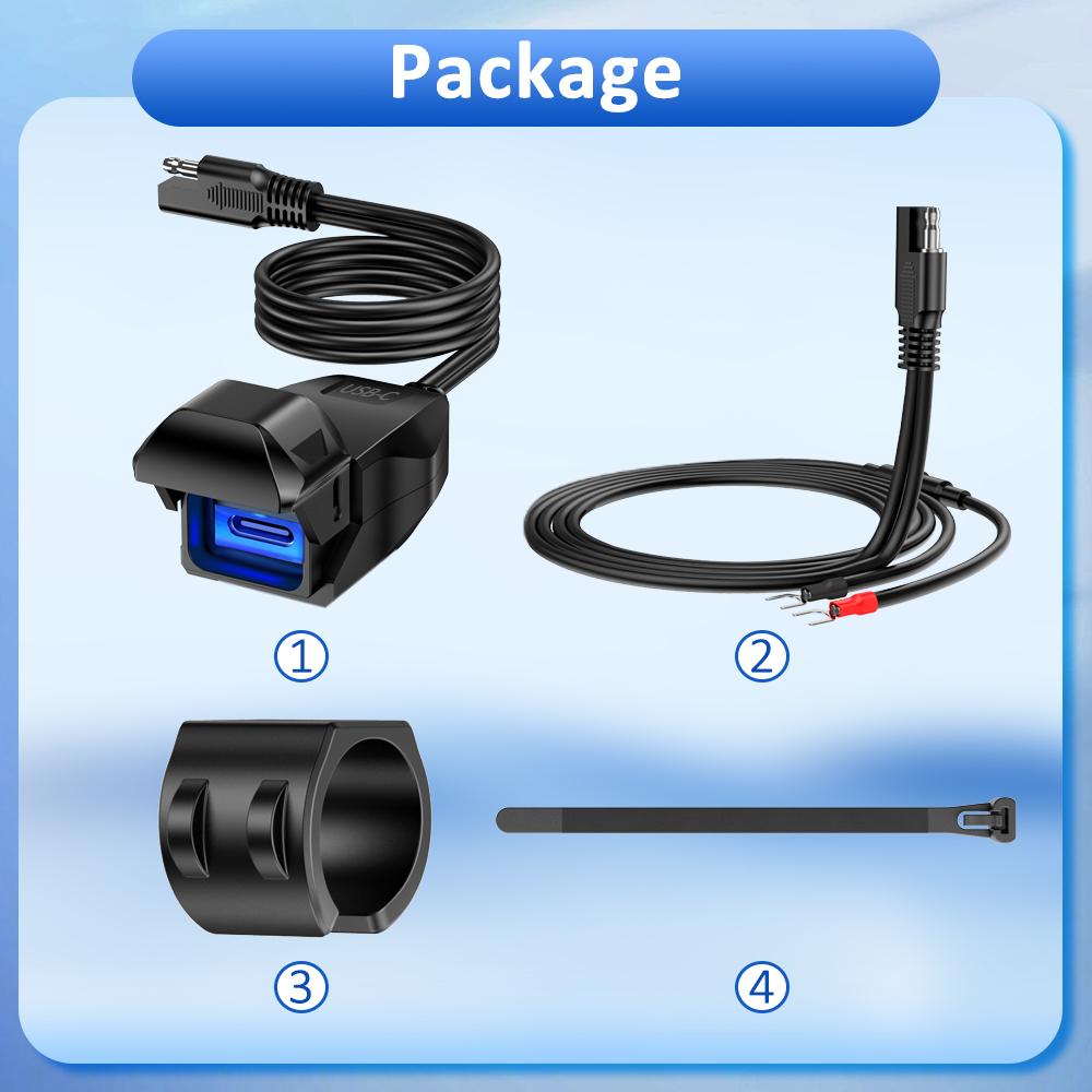 USB зарядное устройство для мотоцикла SAE-USB адаптер водонепроницаемый автоматический переключатель ВКЛ/ВЫКЛ DC 9V-24V USB C зарядное устройство для мотоцикла