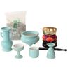 5-piece Buddhist Altar Set In Plain Celadon Ceramic with Bell and Incense Burner Ash Included for Modern Miniature Buddhist Altars