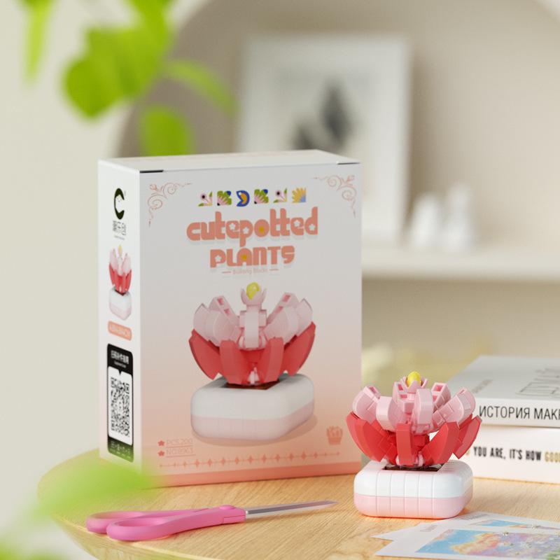 Compatible Music Flower Box: Secret Language Building Blocks, Preserved Flower Bouquet, Handmade Ornament, New Year Gift.