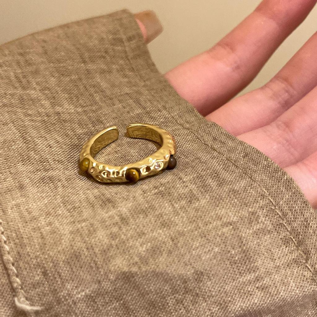 Открытый браслет с тигровым глазом и цирконами, покрытие из настоящего золота – Винтажное ювелирное изделие высокого класса в придворном стиле для женщин.