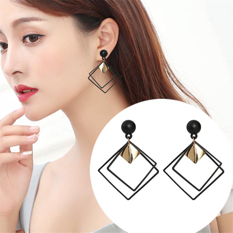 Women Fashion Rhombic Classic Geometric Personalized Pendant Earrings Jewelry AVE