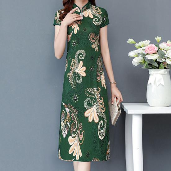 Леди Cheongsam в китайском стиле, винтажный воротник-стойка с высоким разрезом, летнее Ципао для сценического шоу