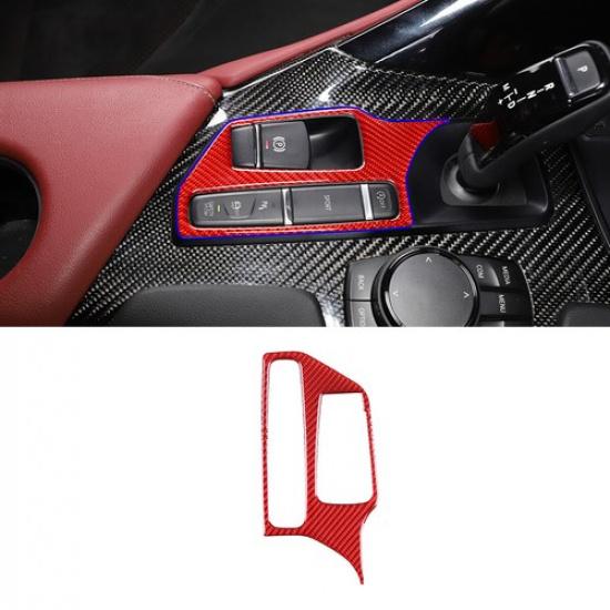 Red Carbon Fiber Center Gear Shift Box Panel Cover Trim For Toyota Supra 19-22