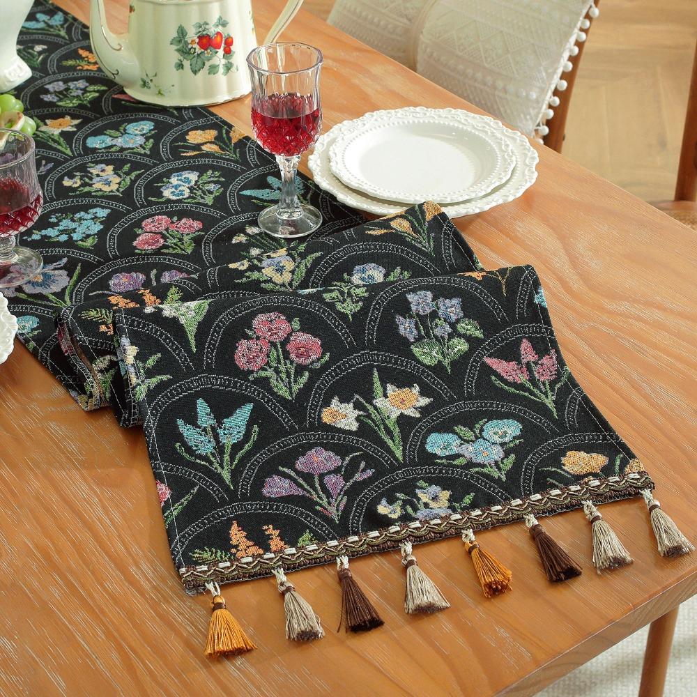 Новая американская ретро скатерть-дорожка 33x183 см Полиэстер Чехол от пыли на стол Пасторальный стиль Цветочный чехол на сервант Домашний декор