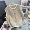 Жилет для женщин, безрукавный свитер, топы, вязаный однотонный свитер-жилет, оверсайз, свободный, универсальный, повседневный, безрукавный плащ-жилет, топ