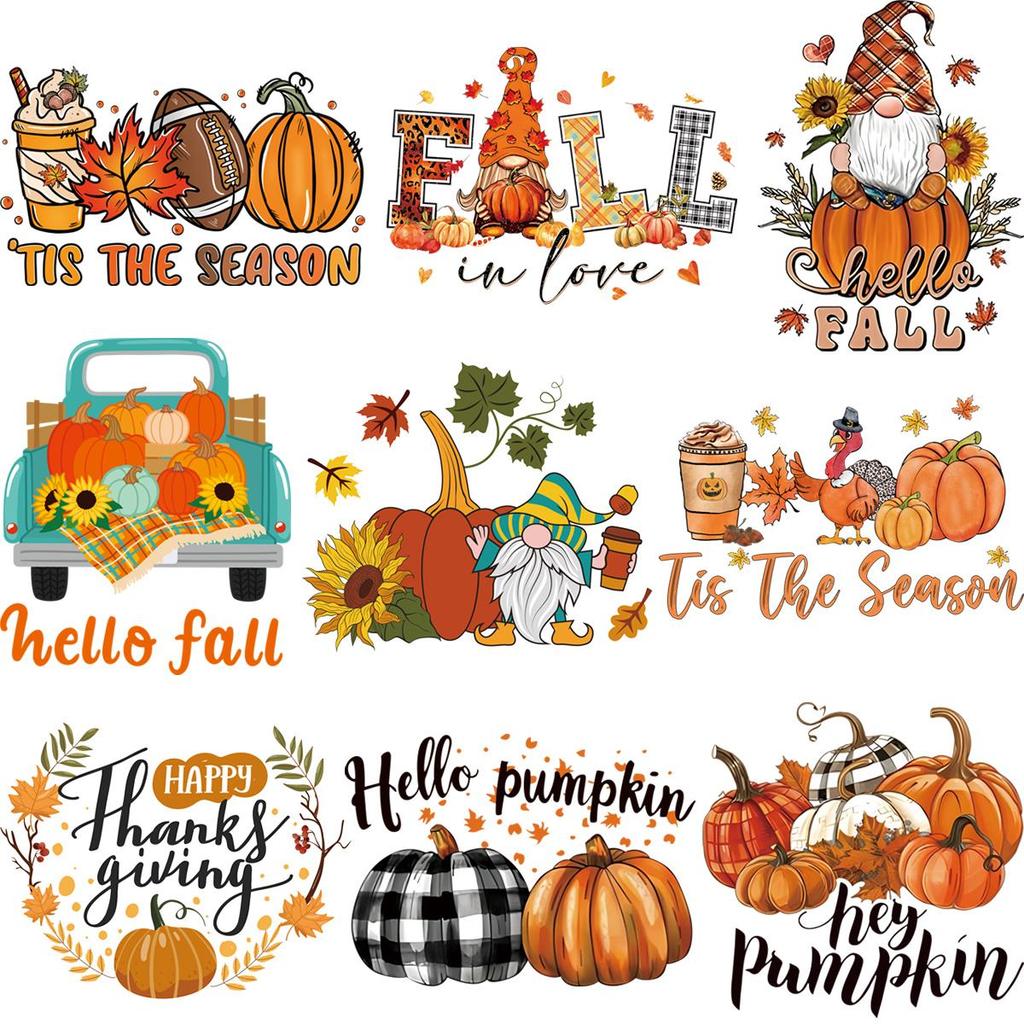 Термотрансферы для одежды, осенние сезонные нашивки, толстовки с капюшоном, наклейки для футболок, аппликации для термопресса