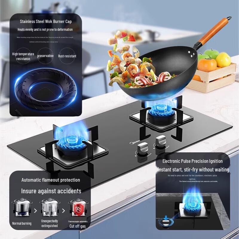 Midea Газовая плита с двумя конфорками, штепсель CN (адаптер в комплекте)