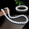 Natural White Hetian Jade Bead Bracelet Necklace: Unisex Buddhist Rosary In Welfare Style