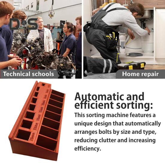 Лоток для сортировки болтов M3 с 7 измерительными прорезями. Коробка для сортировки длины прецизионных винтов M3. Органайзер для мелких деталей и крепежных деталей.