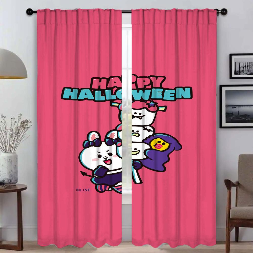 Modern Living Room Curtains for Camera L-LINE Blackout Curtain Kitchen Curtains 2 Pieces Partition Shades Halloween Decoration