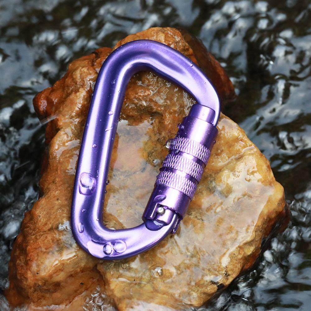 D-shaped Hammock Hook 12KN Professional Carabiner Snap Clip Safety Auto Lock Buckle  Fishing