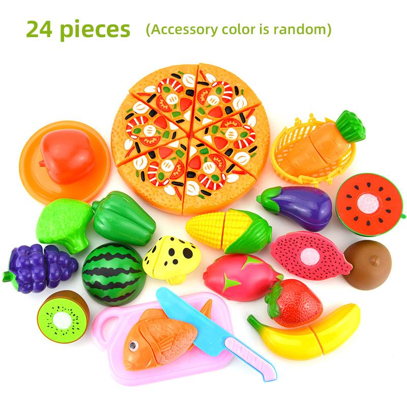 DIY Fruit Cutting Toys Fruits And Vegetables Parent-Child Simulation Pretend Play Kitchen Toy Food with Basket Kids Christmas
