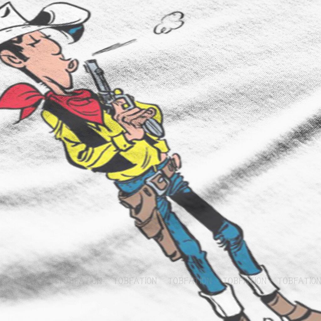 Футболка с персонажем мультфильма Lucky Luke, альтернативная футболка в стиле Харадзюку, футболка высокого качества, одежда унисекс с круглым вырезом большого размера, одежда унисекс