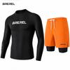 Mens UV Protection Rash Guard Set Long Sleeve Swim Shirt Quick-Dry Board Shorts Snorkeling Surfing Kayaking