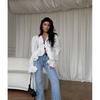 Womens 2026 Fashion Pleated Flared Sleeve Shirt Irregular Ruffle Blouse