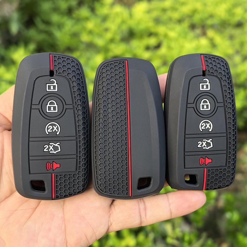 Силиконовый чехол для брелока автомобиля Ford Fusion Mustang F-150 F-250 F-350 F-450 F-550 Bronco 2018 - 2024 Защитный корпус для бесключевого брелока