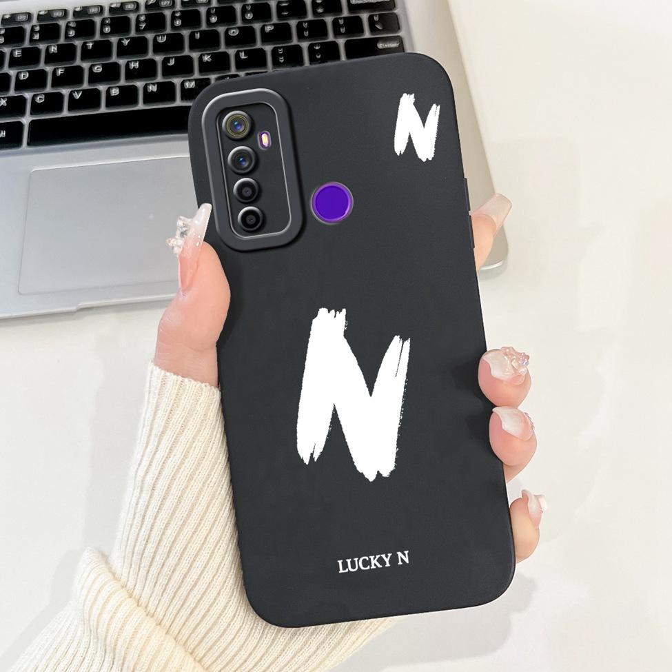 For Realme 5i RMX2030 6i RMX2040 Cover For Realme 6i Case Simple Fashion Letters A-Z Pattern Design Silicone Shockproof Bumper