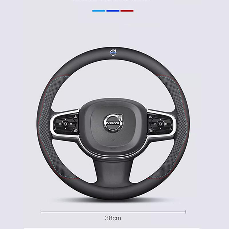 Leather Car Steering Wheel Cover Anti-slip Accessories For Volvo EX30 XC60 XC40 V60 V40 XC90 XC70 V50 S60 V70 S90 Olestar AWD