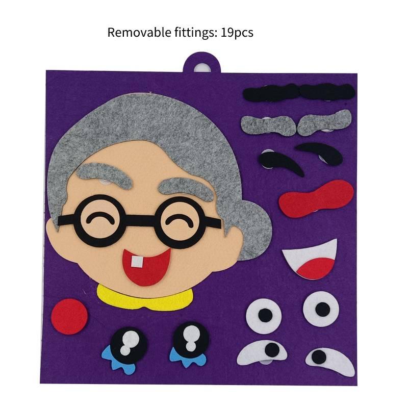 Набор фетровых пазлов для изменения эмоций для детей, сделай сам, нетканый материал с чертами лица