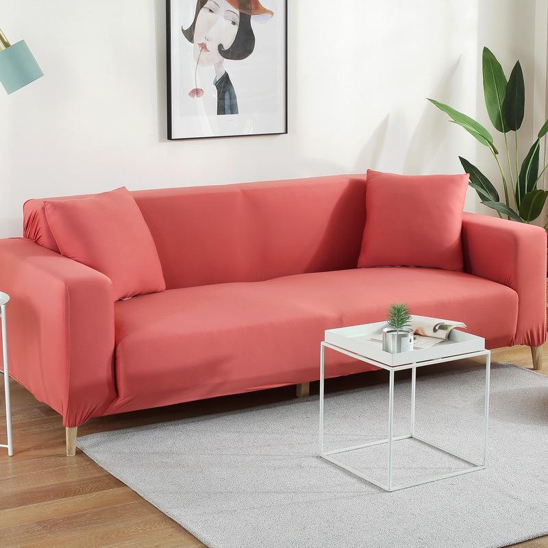 Молочный шелк, однотонный эластичный интегрированный чехол для дивана, всесезонный плотный нескользящий чехол для дивана