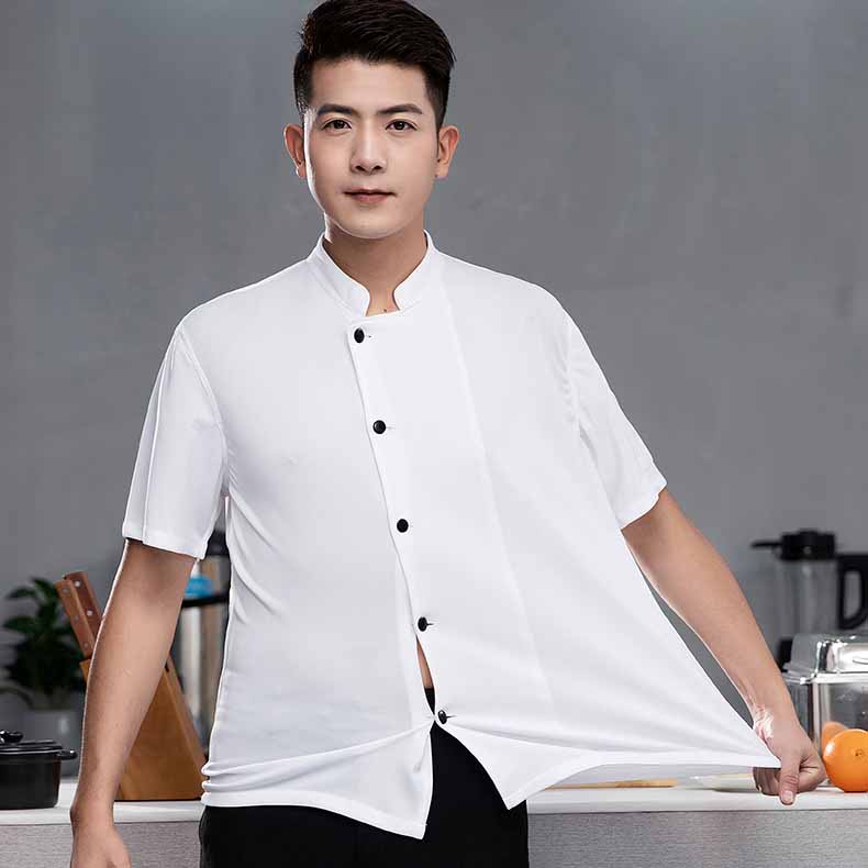 Летняя крутая унисекс-куртка шеф-повара, дышащая рубашка с коротким рукавом для мужчин и женщин, униформа для ресторанов и отелей, рабочее пальто для кейтеринга