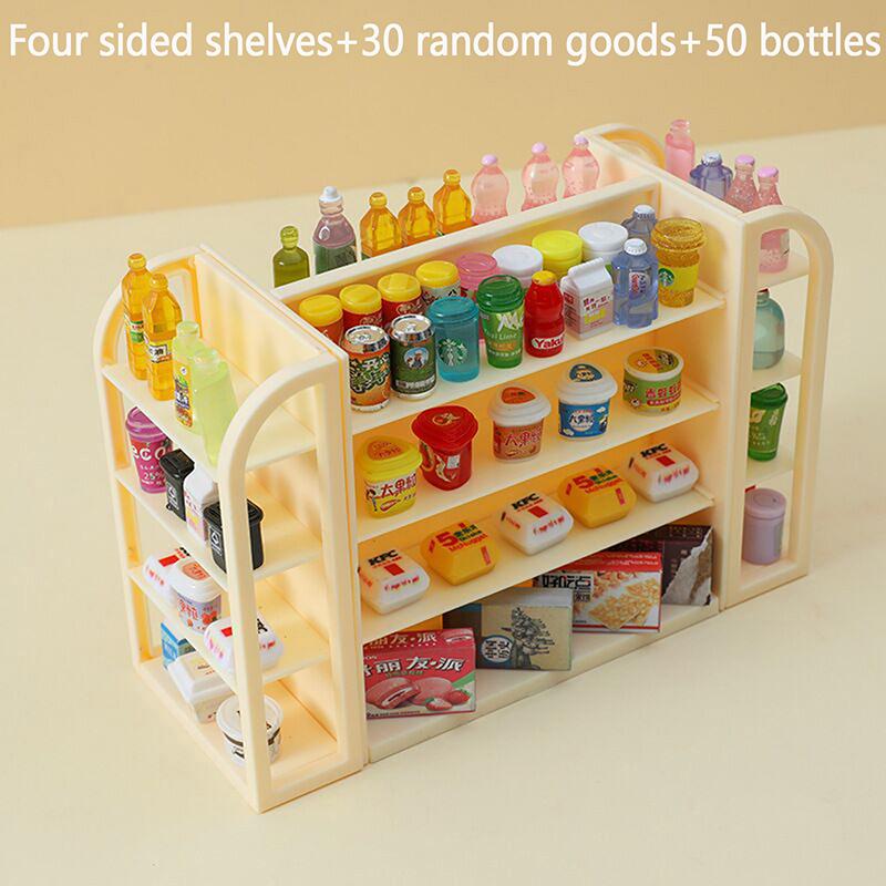 1 Set Doll House Scene Decor Accessories 1:12 Dollhouse Miniature Supermarket Shelf Mini Display Stand Storage Rack Model Toy
