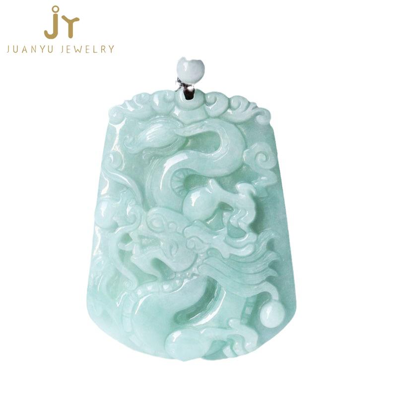 Fashion Jewelry Handcarved Jadeite Pendant Natural Burma Jade Charm Pendant Dragons Myanmar Jade Pendant Necklace