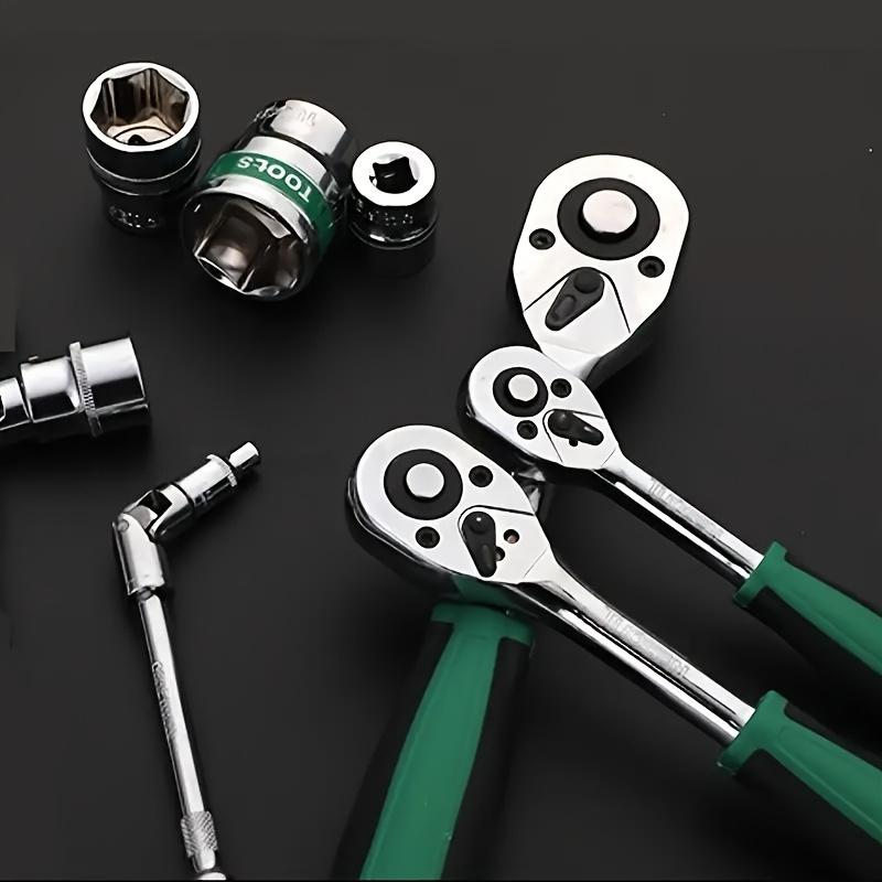 Набор торцевых головок 1/4"-3/8"-1/2", метрические и дюймовые головки CR-V с быстросъемным храповым ключом, профессиональная модель 72 зубца, головки