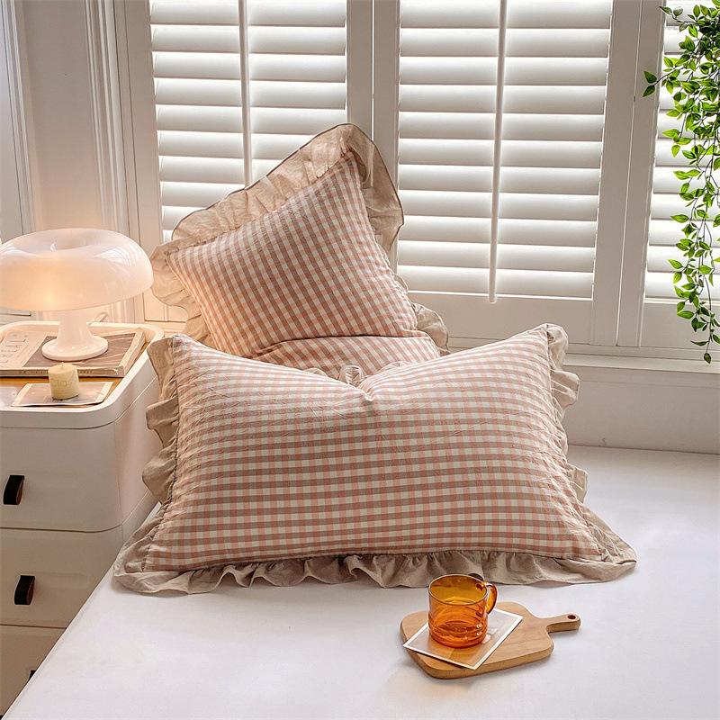 2pcs Fashion French Pillowcase (Without Pillow Core), Soft Breathable Solid Color Lace Pillow Covers, Pillow Protector For Bedroom Sofa Home Decor