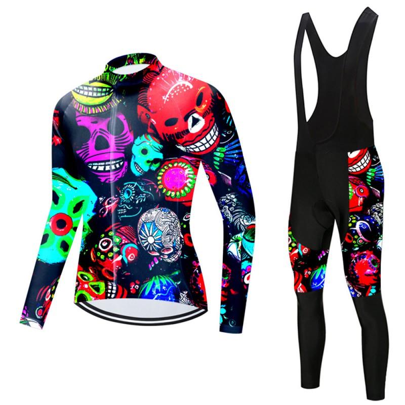 Long Sleeve Cycling Jersey Set Unisex Bib Pants Breathable Moisture Wicking Road Bike Riding