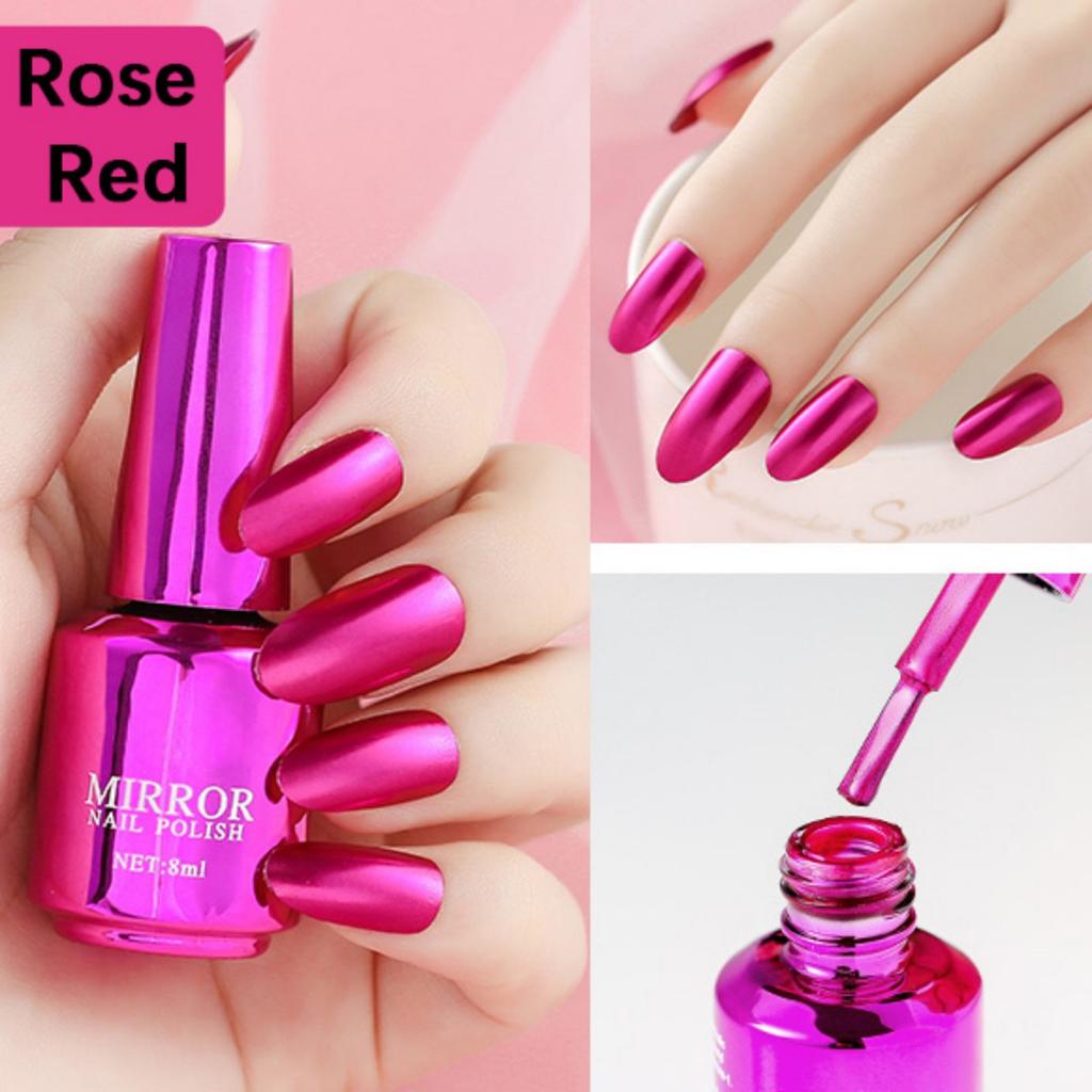 Зеркальный лак для ногтей с эффектом металлик, стойкий глянцевый лак для ногтей без запекания