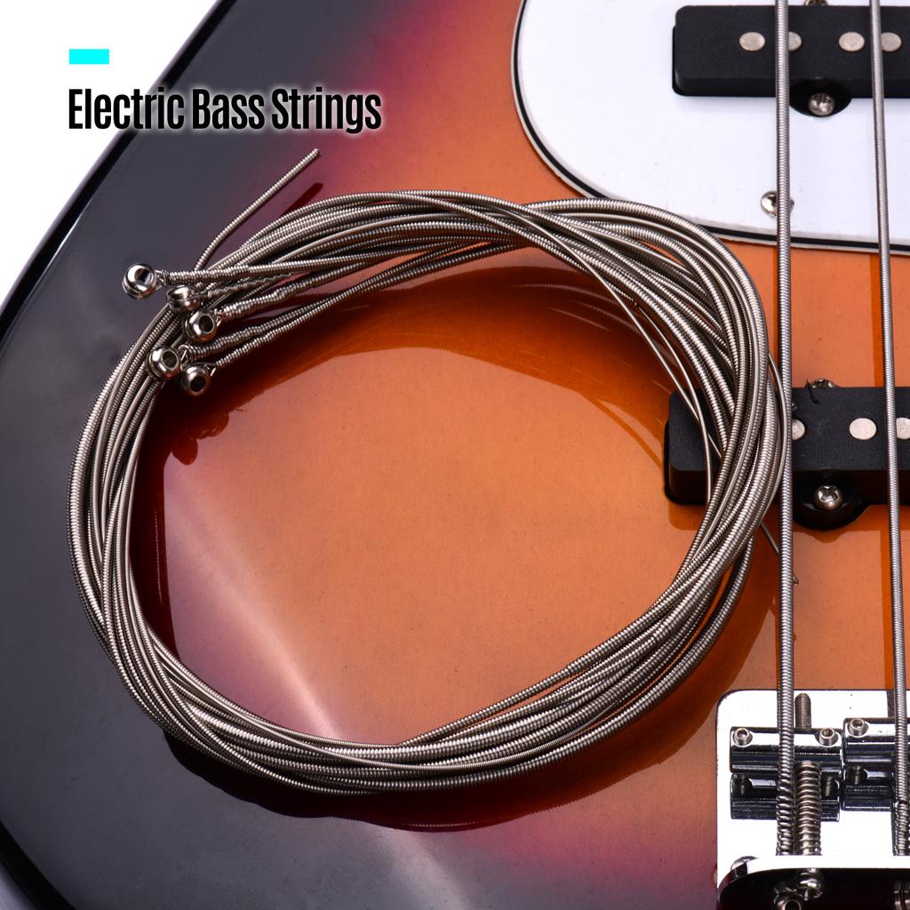Струны для электробас-гитары Шестигранная сплавная проволока Никелевая обмотка Яркие Устойчивые к коррозии Набор из 5 струн(.045 .125) дополнительный