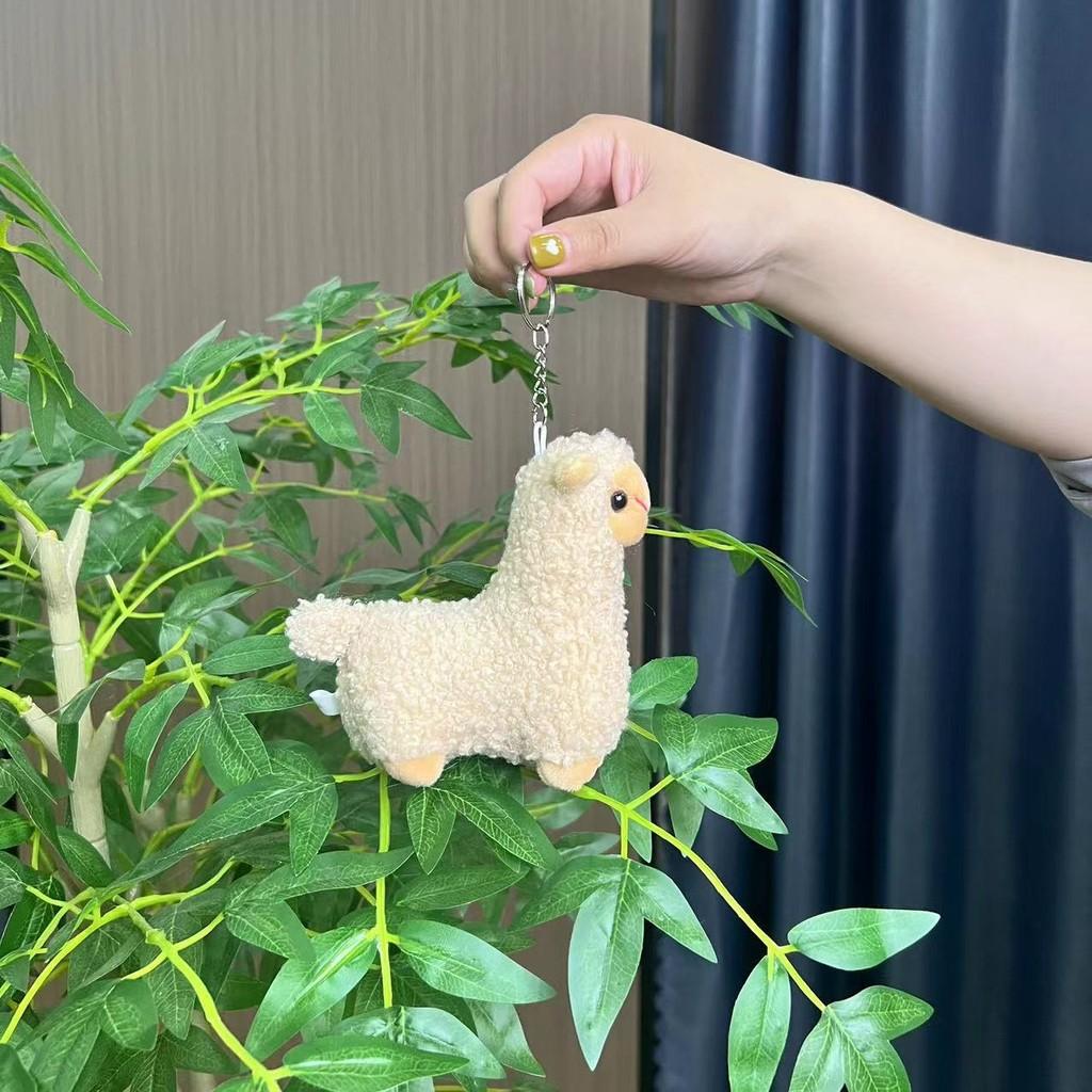 Очаровательный брелок в виде плюшевой альпаки белого и розового цвета, пушистый, восхитительный, подвеска для сумки