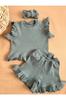 Летняя бандана из ткани в рубчик с рюшами и шортами для маленьких девочек.