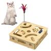 Cat Scratch Puzzle Box Interactive Enrichment Box Cat Nail File Self-Play Maze Box with Bell Balls Scratcher for Cats Hunting Mental Stimulation