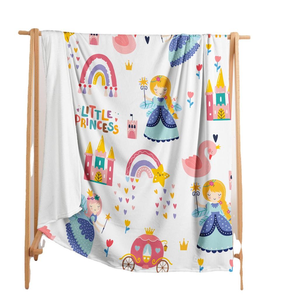Blanket Flannel Blanket Rainbow Illustration Princess 2D Digital Printing Blanket Blanket
