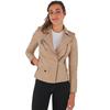 Women Leather Jacket Beige Slim Fit Biker Motorcycle Genuine Lambskin Jacket