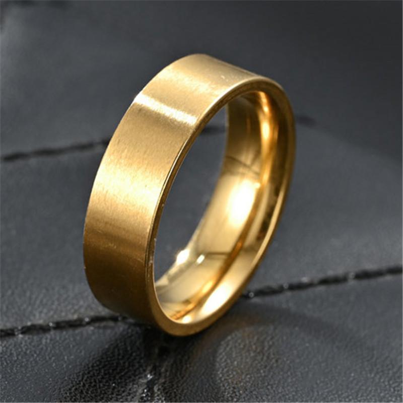 LETAPI Панк Винтаж 6 мм Простое Кольцо из Нержавеющей Стали для Мужчин Женщин Золотой Цвет Женские Украшения