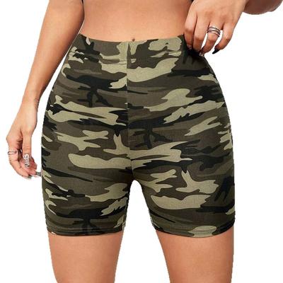 Женские камуфляжные шорты с высокой талией и эффектом лифтинга бедер, штаны для йоги и фитнеса