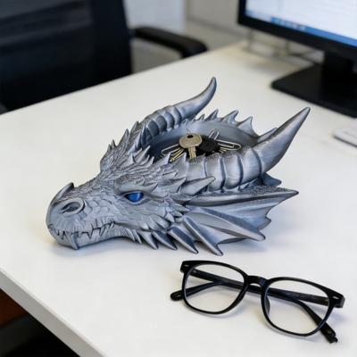 Подставка для ключей "Голова дракона" 3D-печать, пепельница-дракон, фэнтезийный лоток для хранения, органайзер для прихожей, рабочего стола для ключей, монет, украшений